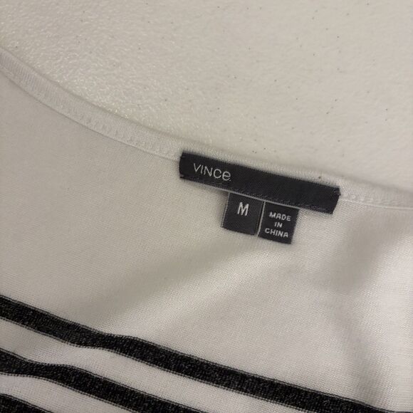 Vince Dress Women's Medium Striped Short Sleeve Metallic Lightweight Shift - Picture 7 of 9